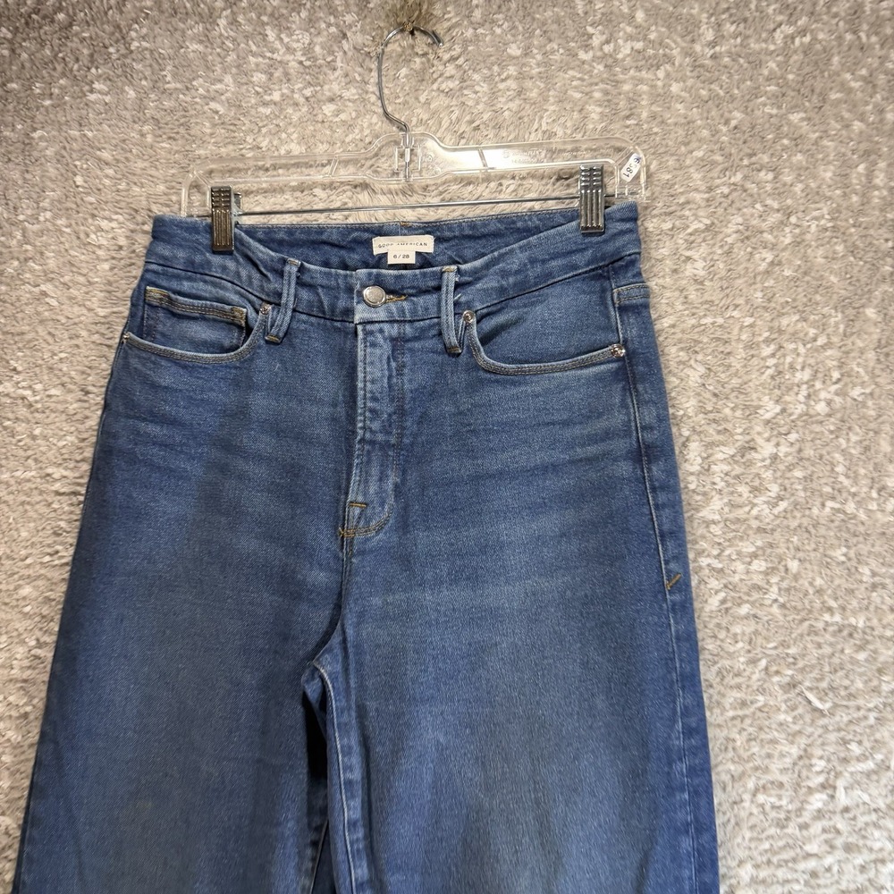 Good American Jeans Good Waist Palazzo High Rise Wide Leg 6 / 28 Boho Preppy - Picture 4 of 10